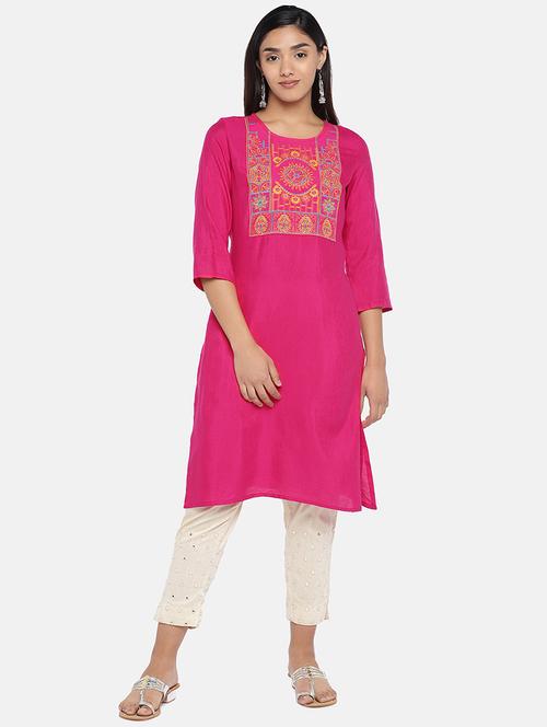 embroidered straight kurta - 17072339 - Standard Image - 1