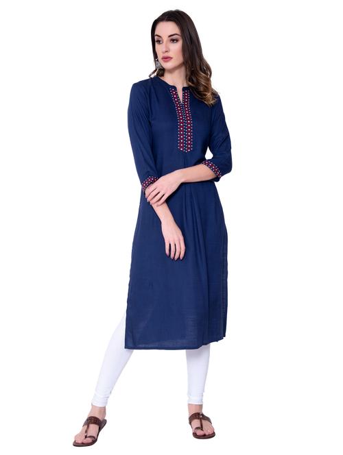 embroidered straight kurta - 17072352 - Standard Image - 1