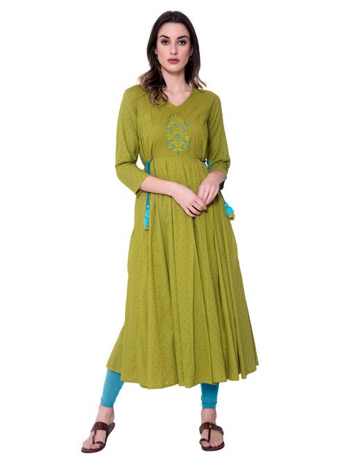 embroidered flared kurta - 17072375 - Standard Image - 1