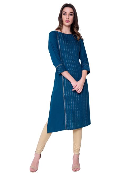 embroidered straight kurta - 17072377 - Standard Image - 1