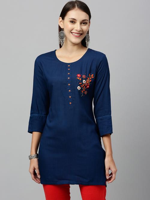 embroidered straight kurti - 17076647 - Standard Image - 1
