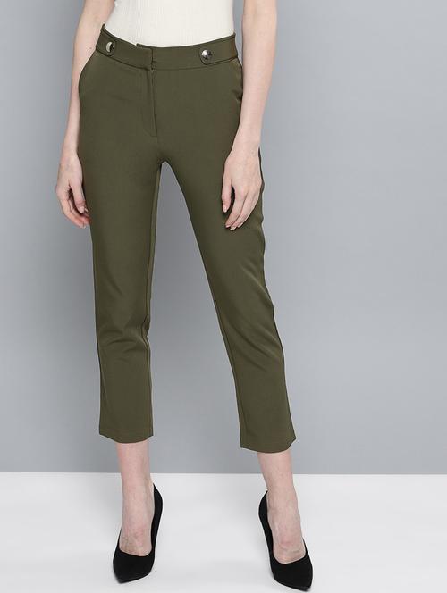 button detail crop pants - 17085334 - Standard Image - 1