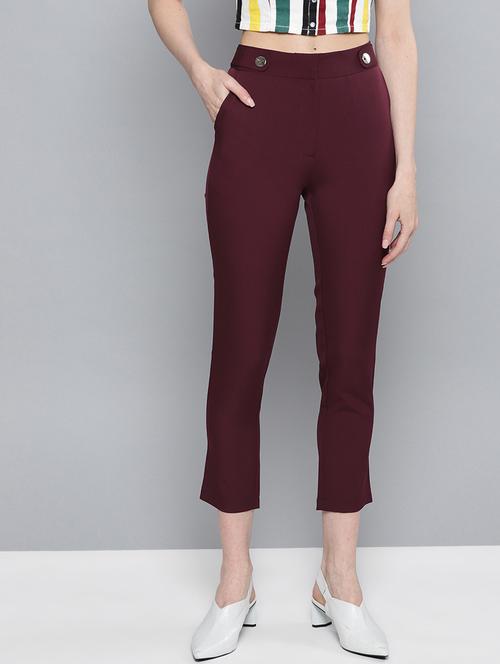 button detail crop pants - 17085337 - Standard Image - 1