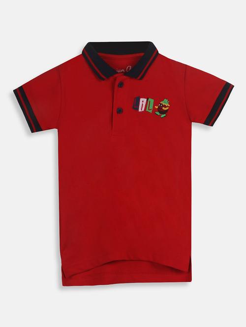 red cotton t-shirt with free mask - 17085744 - Standard Image - 1