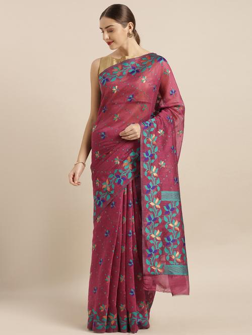 self design jamdani saree with blouse - 17089914 - Standard Image - 1