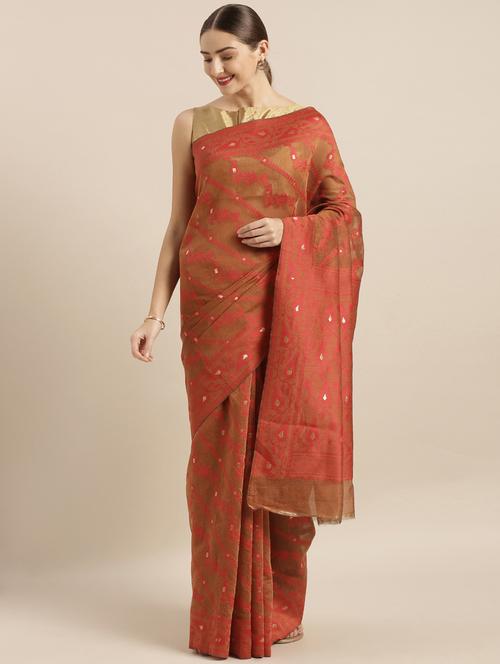 self design jamdani saree with blouse - 17089920 - Standard Image - 1