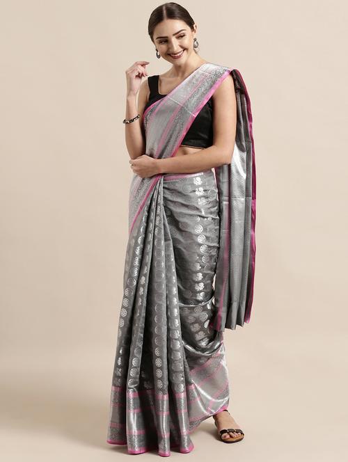 self design kanjivaram saree with blouse - 17090006 - Standard Image - 1