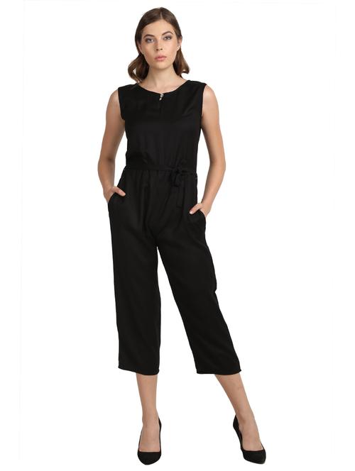 keyhole neck tie front jumpsuit - 17090027 - Standard Image - 1