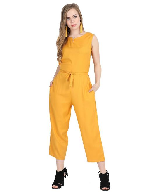 keyhole neck tie front jumpsuit - 17090029 - Standard Image - 1