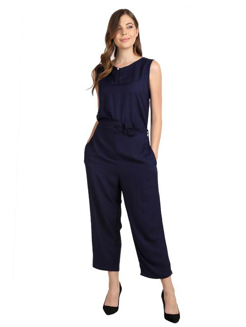 keyhole neck tie front jumpsuit - 17090030 - Standard Image - 1