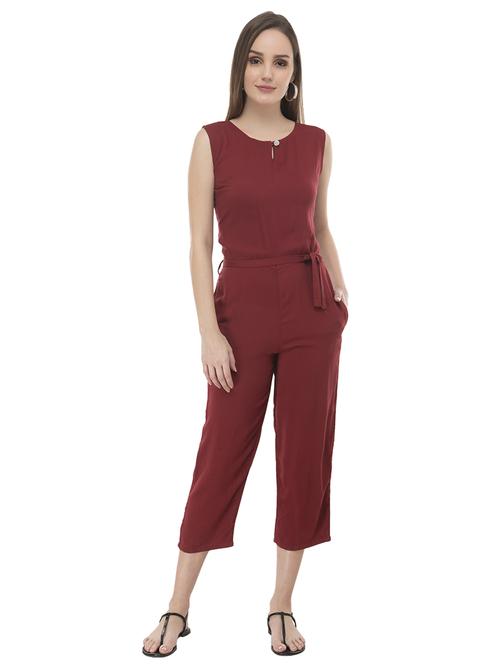 keyhole neck tie front jumpsuit - 17090033 - Standard Image - 1