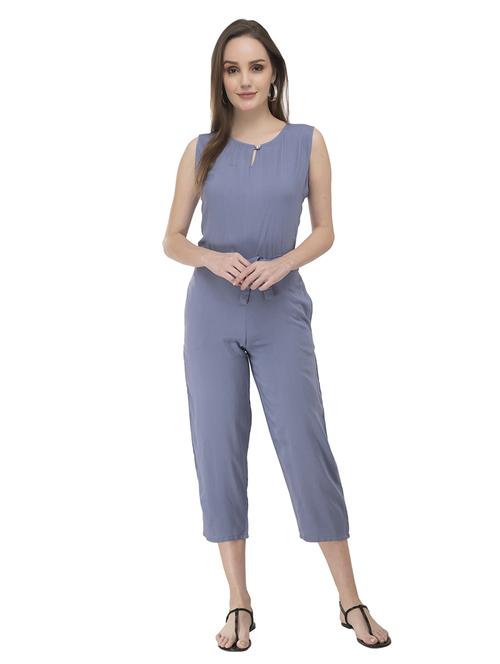 keyhole neck tie front jumpsuit - 17090034 - Standard Image - 1