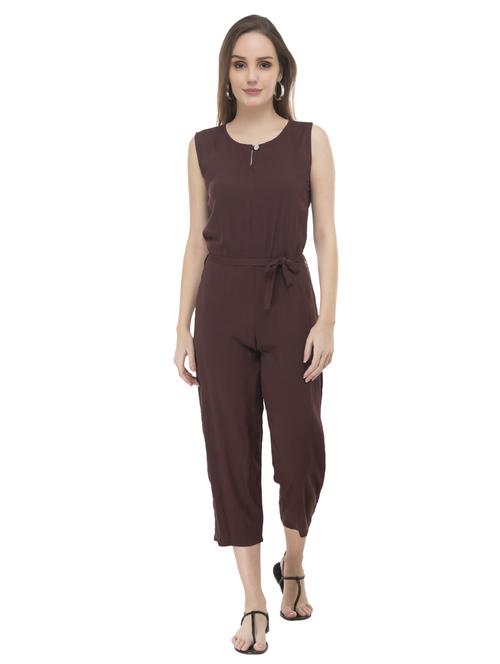 keyhole neck tie front jumpsuit - 17090035 - Standard Image - 1