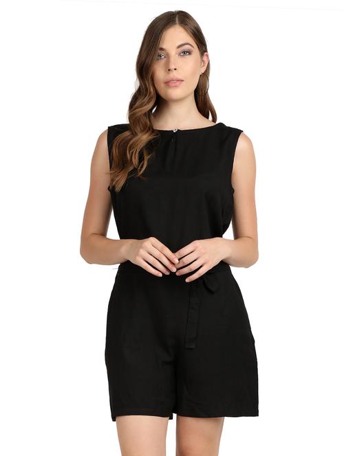 keyhole neck solid romper - 17090070 - Standard Image - 1