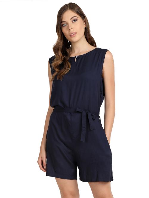 keyhole neck solid romper - 17090071 - Standard Image - 1