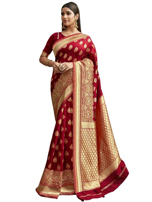 self design woven saree with blouse - 17091192 - Standard Image - 1