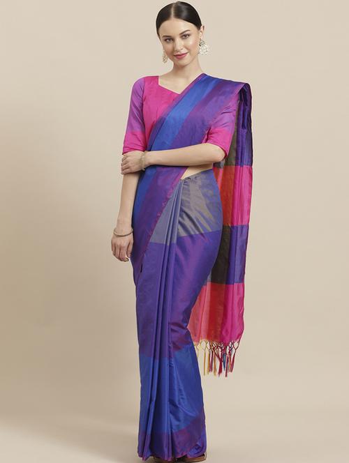 color block woven saree with blouse - 17092026 - Very Small Image - 1