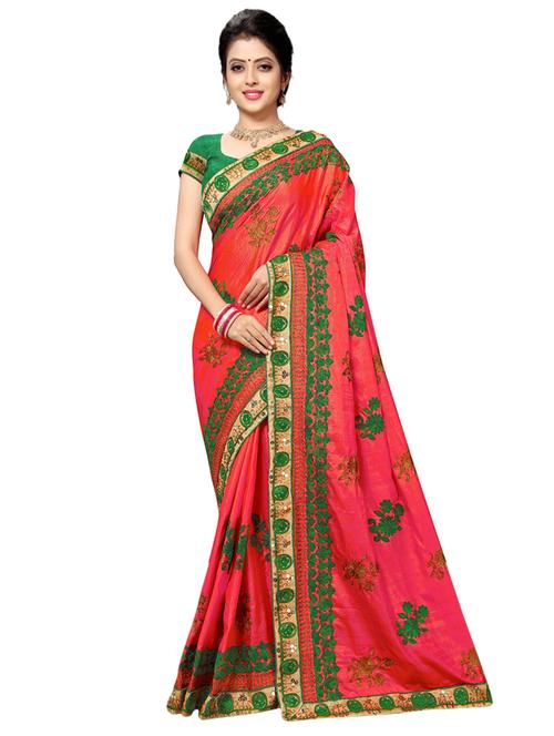bordered embroidered saree with blouse - 17100513 - Standard Image - 1