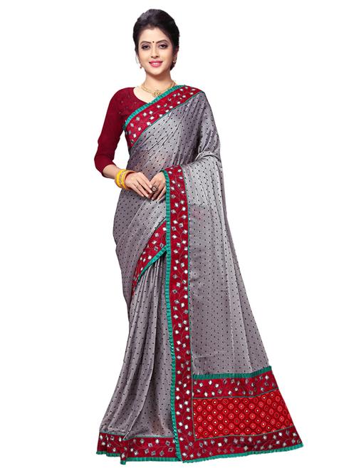 bordered embroidered saree with blouse - 17100534 - Standard Image - 1