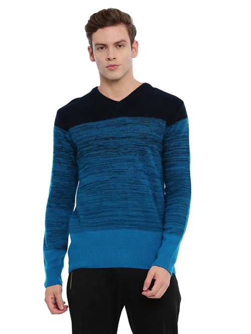 blue color block pullover - 17105500 - Standard Image - 1