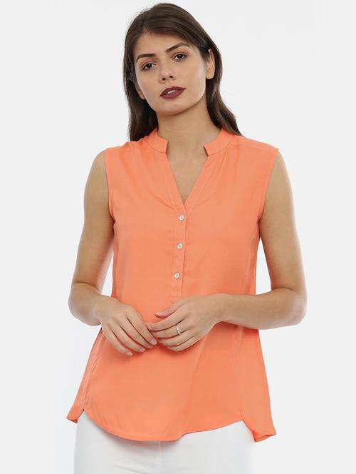 orange rayon regular top - 17112094 - Standard Image - 1