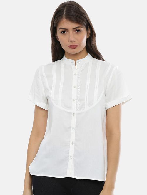 white rayon regular top - 17112107 - Standard Image - 1