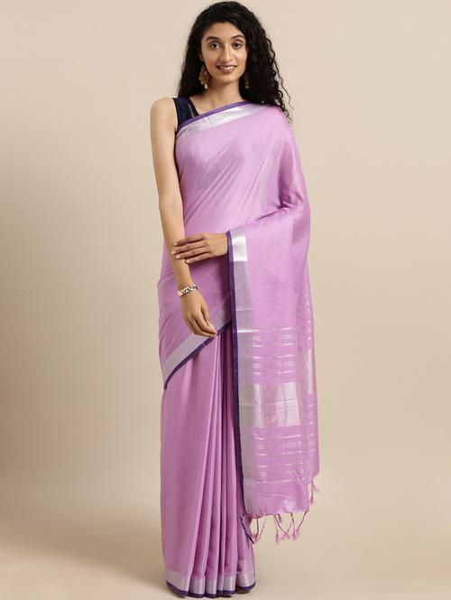 solid woven saree with blouse - 17140974 - Standard Image - 1