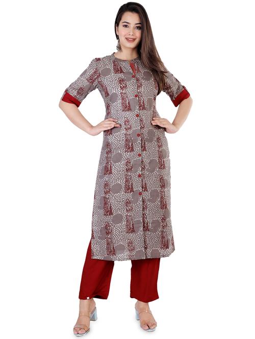 printed straight kurta - 17143262 - Standard Image - 1
