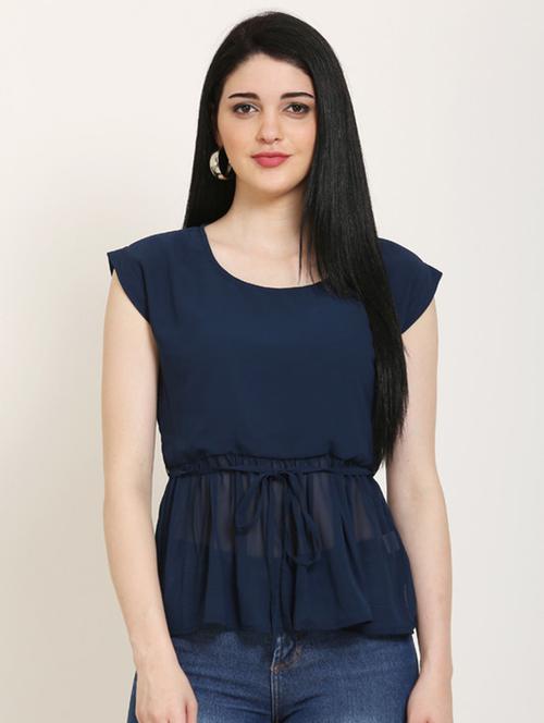 tie front peplum top - 17150605 - Standard Image - 1