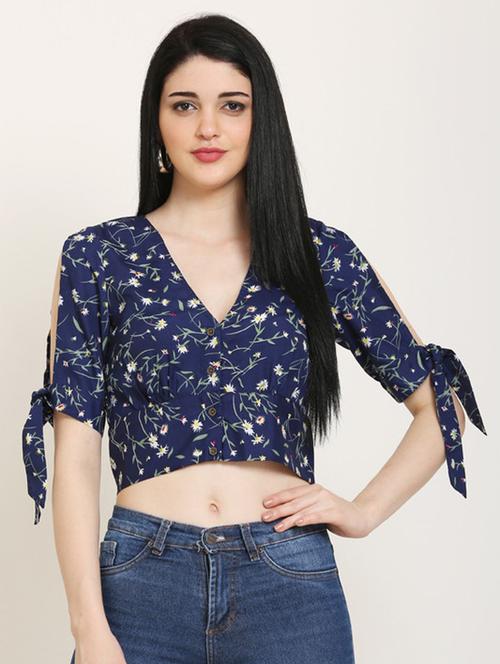 tie knot sleeves crop top - 17150744 - Standard Image - 1