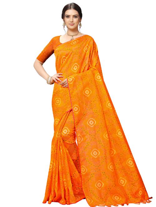 bandhani printed saree with blouse - 17158179 - Standard Image - 1