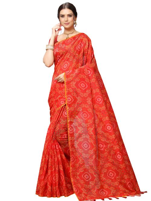 bandhani printed saree with blouse - 17158181 - Standard Image - 1