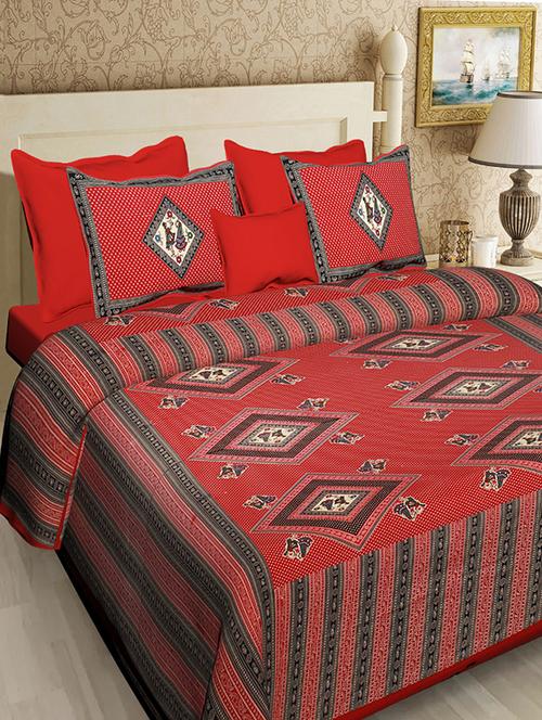 cotton double king size bedsheet with 2 pillow covers - 17165022 - Very Small Image - 1