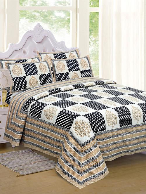 cotton double king size bedsheet with 2 pillow covers - 17165038 - Standard Image - 1