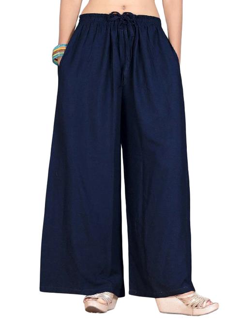 navy blue rayon palazzos - 17168958 - Standard Image - 1