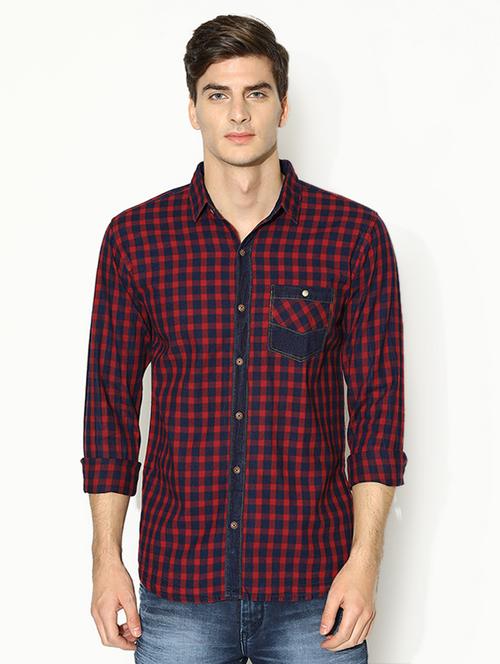 red checkered casual shirt - 17171306 - Standard Image - 1
