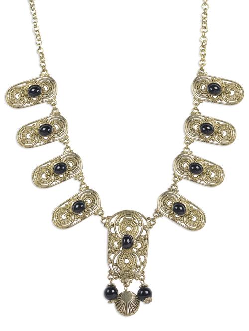 gold tribal necklace with black stones - 909512 - Very Small Image - 1
