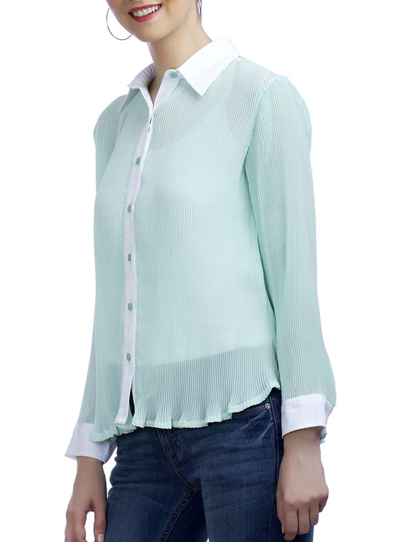 Green Georgette Regular Shirt