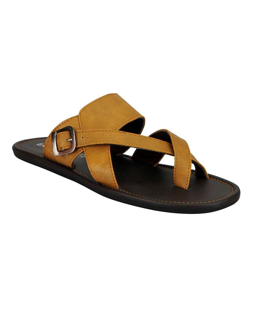 Tan Leatherette Slip On Slipper
