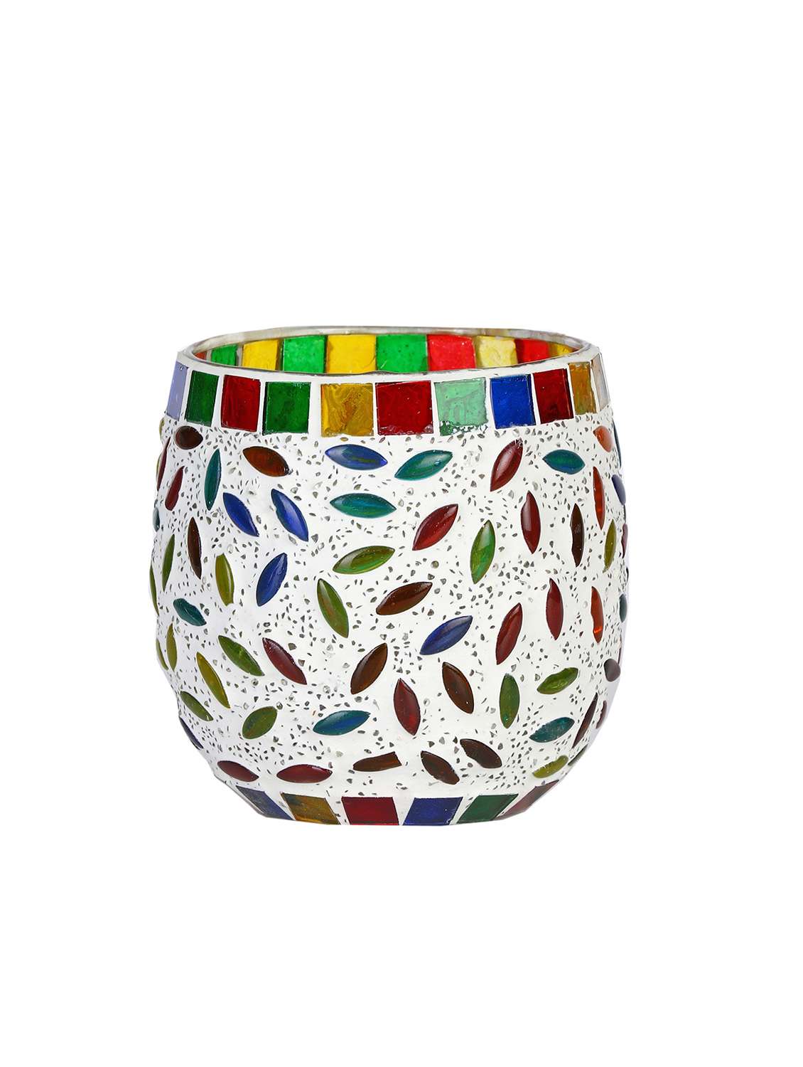 New Trendy Tealight  Candle Holder Decorated With Colorful Chips & Beads