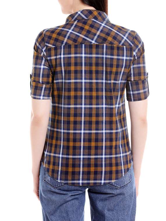 Roll Up Sleeves Checkered Shirt
