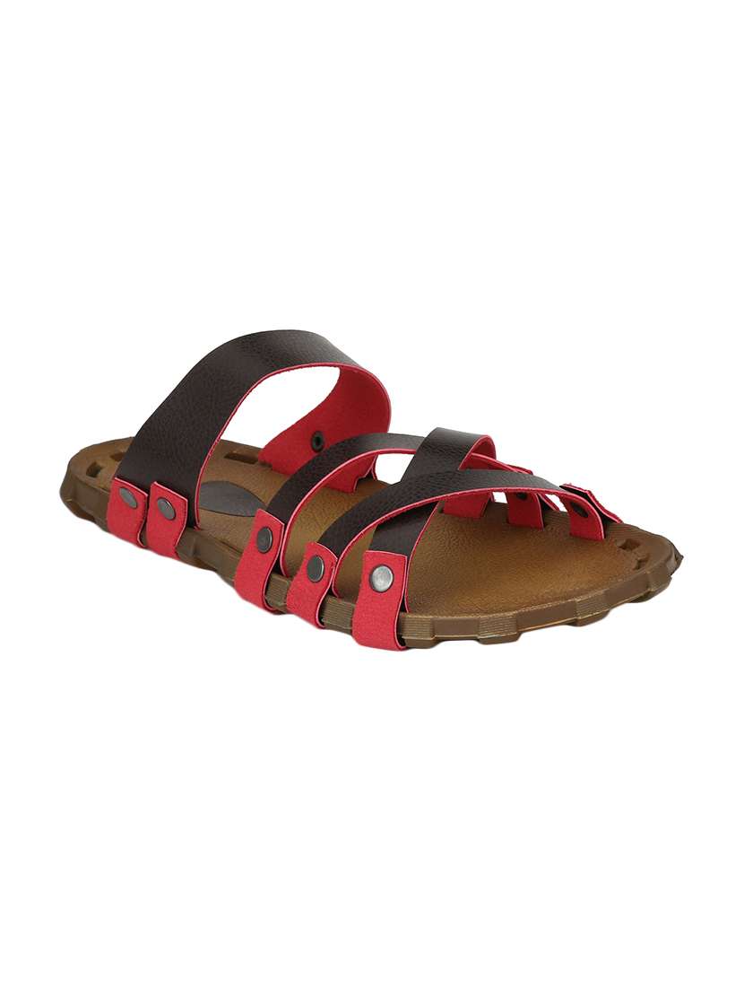Brown Leatherette Slip On Slipper