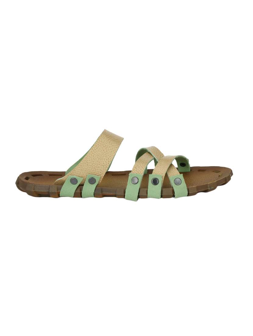 Brown Leatherette Slip On Slipper