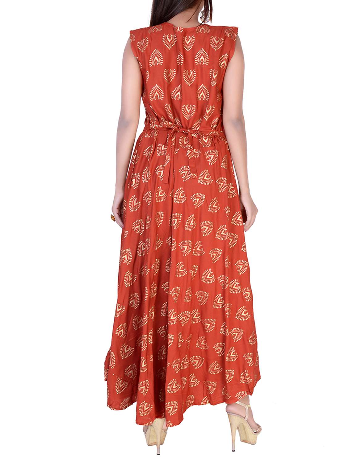 Red Rayon Flared Kurta