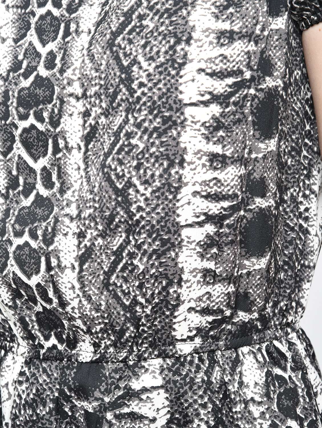 Black Georgette Snake Print Blouson Dress