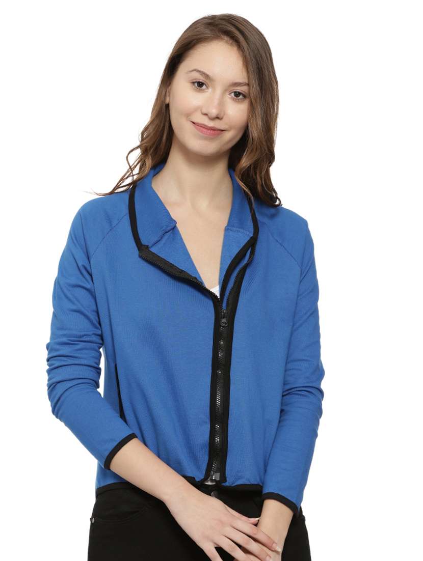 Stylized Neck Zip Up Jacket