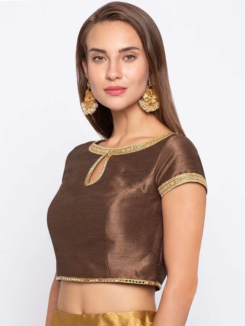 Metallic Solid With String Blouse