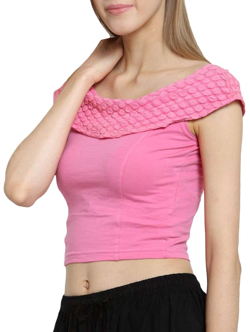 Women's Crop Boat Neck Top