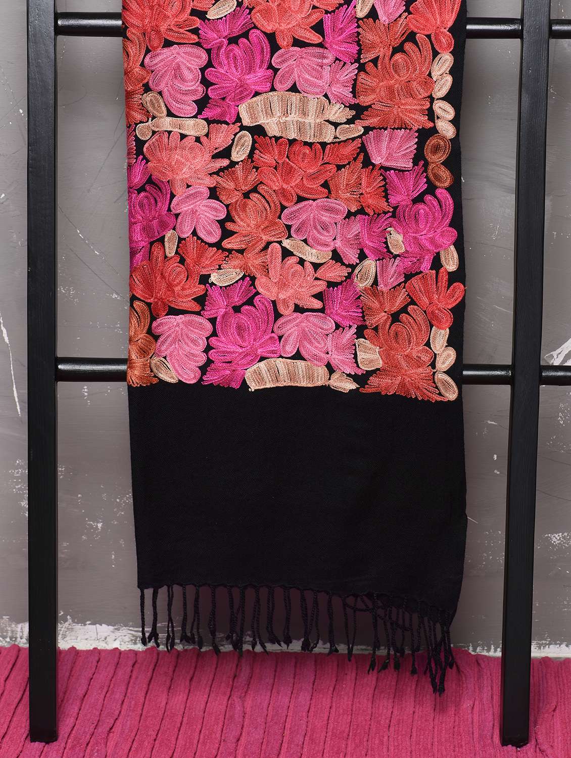Pashmina Wool Floral Embroidered Jaal Shawl