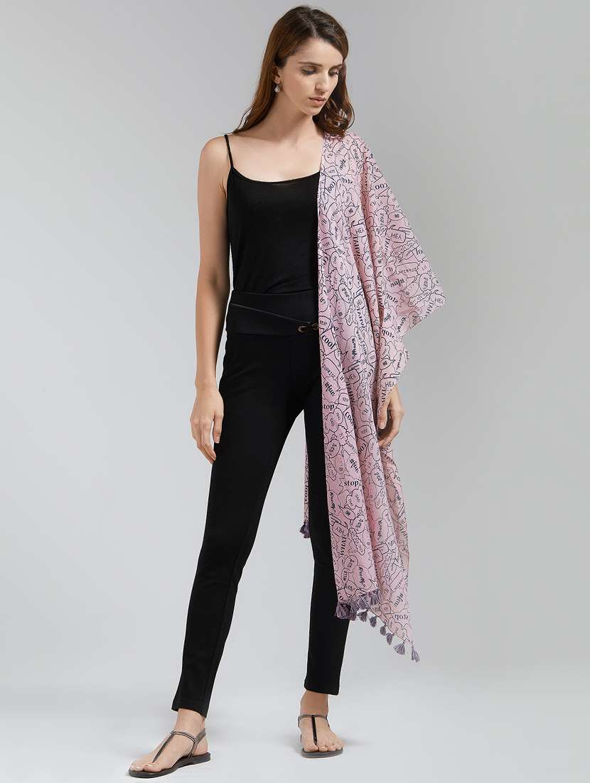 Tassel Detail Printed Stole